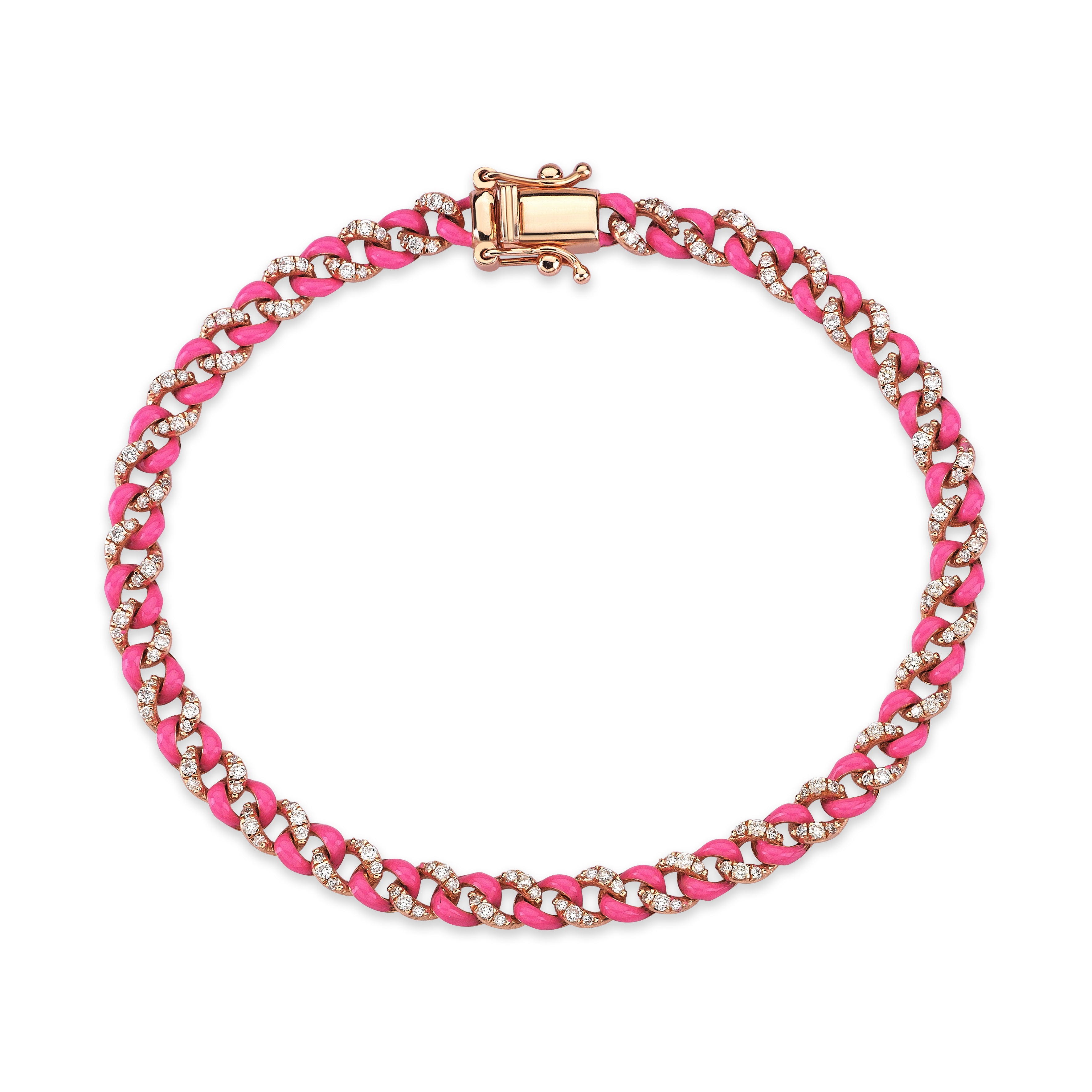 14 ayar rose altın ve pembe mineli örgü pırlanta bileklik