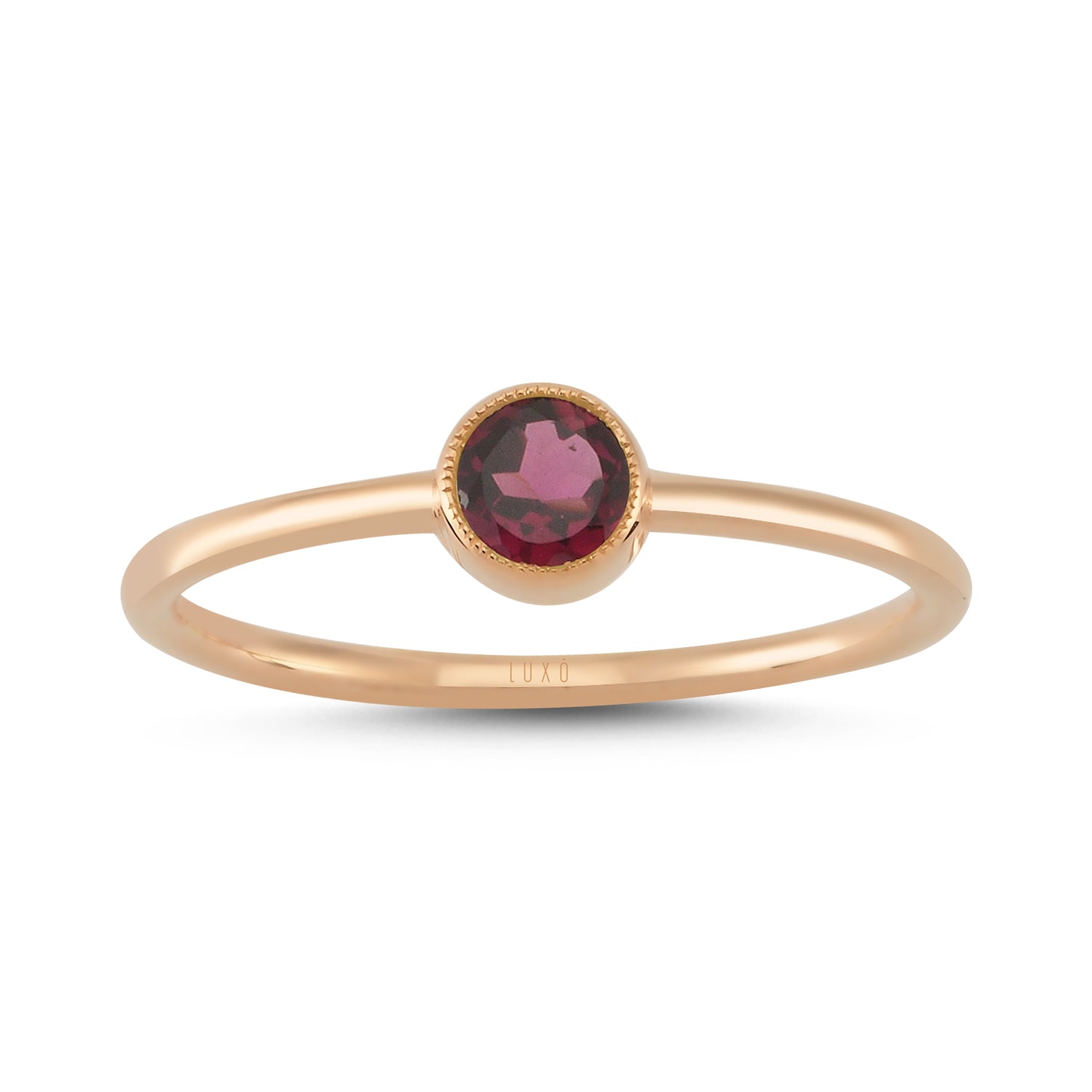 Merkezinde radolite taşlı rose altın tektaş yüzük