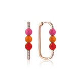 Neomi Triple Pembe, Turuncu ve Kırmızı Mineli Pırlanta Küpe